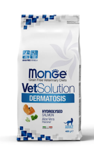 Диетический корм Monge VetSolution Cat Dermatosis Дерматозис для кошек при заболеваниях кожи, 400 гр MZB081542 - фото 14364