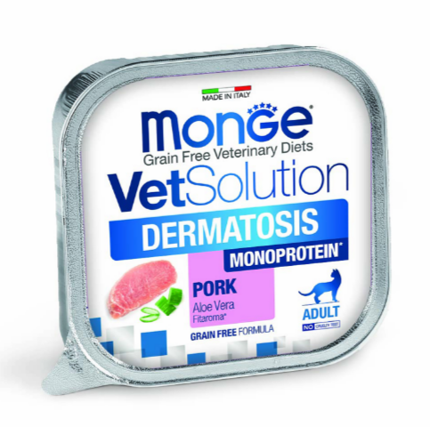 Диетический корм Monge VetSolution Cat Dermatosis Дерматозис для кошек при заболеваниях кожи, 100 гр MZB014601 - фото 14376