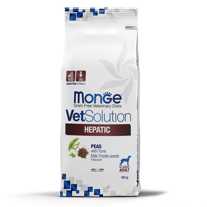 Диетический корм Monge VetSolution Dog Hepatic Гепатик для собак при заболеваниях печени, 12 кг MZB081184 - фото 14447
