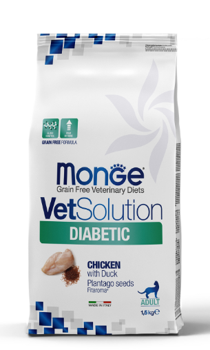 Диетический корм Monge VetSolution Cat Diabetic Диабетик для кошек при сахарном диабете, 1.5 кг MZB081757 - фото 14538