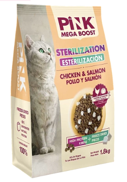Pink MEGA BOOST "Sterilized" корм для кошек всех возрастов "Курица с лососем", 1.8кг MZB432192 - фото 14649