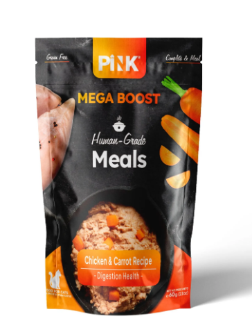 Pink MEGA BOOST пауч консервы для кошек Digestion Health "Курица с морковкой", 60гр MZB431508 - фото 14676
