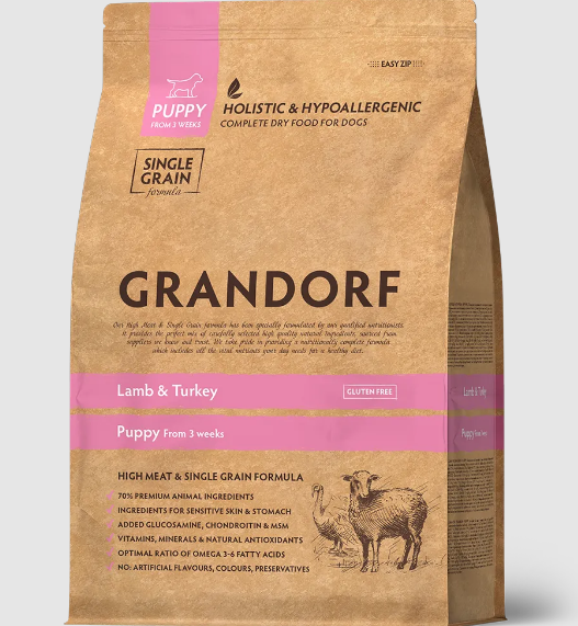 GRANDORF DOG Lamb&Turkey PUPPY ягнёнок с индейкой для щенков, 1 кг MZB850853 - фото 14739