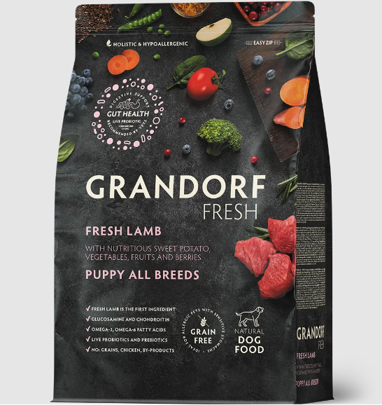 GRANDORF Fresh Dog PUPPY Lamb&Sweet Potato Свежее мясо ягненка с бататом для щенков, 10 кг MZB852765 - фото 14751