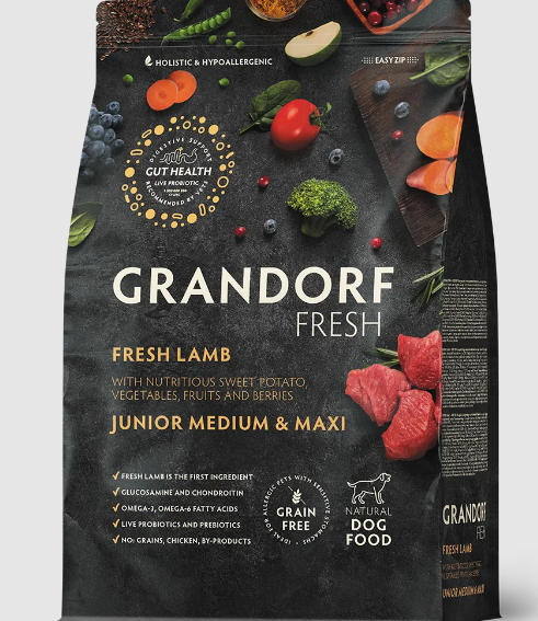 GRANDORF Fresh DOG JUNIOR Lamb&Sweet Potato Свежее мясо ягненка с бататом для юниоров, 1 кг MZB852710 - фото 14763