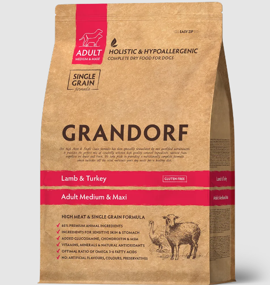 GRANDORF DOG Lamb&Turkey MED&MAXI ягнёнок с индейкой для собак средних и крупных пород, 3 кг. MZB850969 - фото 14775