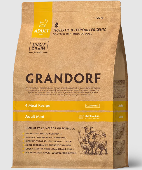 GRANDORF DOG 4 Meat PROBIOTIC MINI 4 мяса с пробиотиками для мини пород, 3 кг MZB851102 - фото 14783
