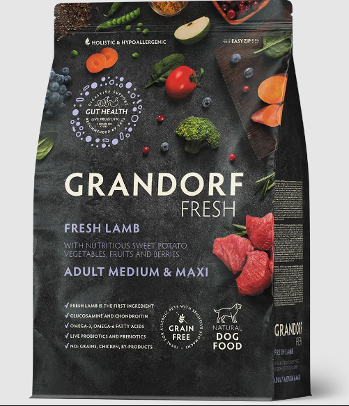 GRANDORF Fresh Dog Adult MED&MAXI Lamb&Sweet Potato Свежее мясо ягненка с бататом для собак средних и крупных пород, 3 кг MZB852864 - фото 14839