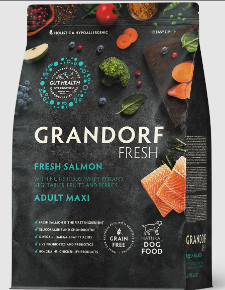 GRANDORF Fresh Dog Adult MAXI Salmon&Sweet Potato Свежее филе лосося с бататом для собак крупных пород, 10 кг MZB853298 - фото 14847