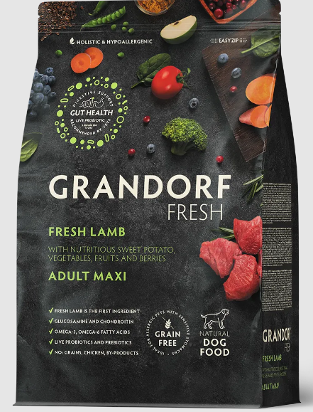 GRANDORF Fresh Dog Adult MAXI Lamb&Sweet Potato Свежее мясо ягненка с бататом для собак крупных пород, 10 кг MZB852987 - фото 14855