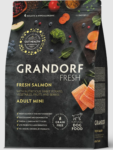 GRANDORF Fresh Dog Adult MINI Salmon&Sweet Potato Свежее филе лосося с бататом для собак мелких пород, 1 кг MZB852819 - фото 14883