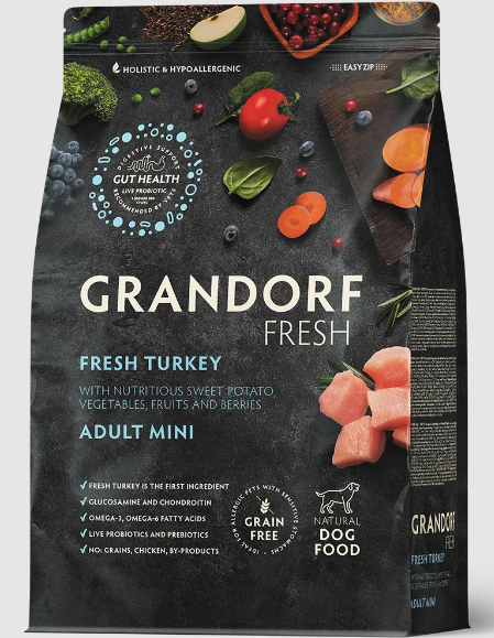 GRANDORF Fresh Dog Adult Mini Turkey&Sweet Potato Свежее мясо индейки с бататом для собак мелких пород, 3 кг MZB852802 - фото 14903