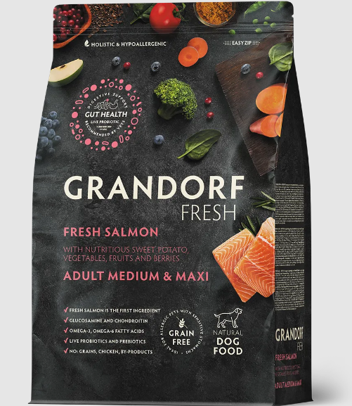 GRANDORF Fresh Dog Adult MED&MAXI Salmon&Sweet Potato Свежее филе лосося с бататом для собак средних и крупных пород, 3 кг MZB852925 - фото 14939