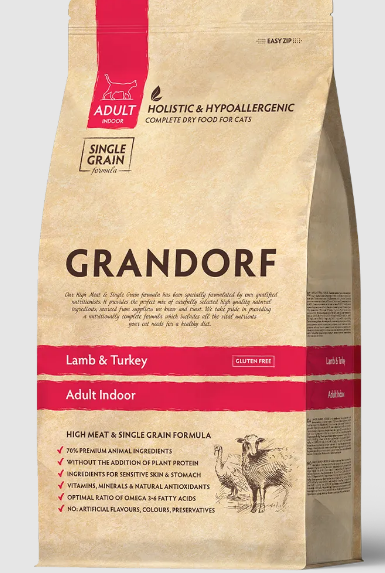 GRANDORF CAT Lamb&Turkey INDOOR Ягненок с индейкой для кошек, 400 гр. MZB851218 - фото 14951