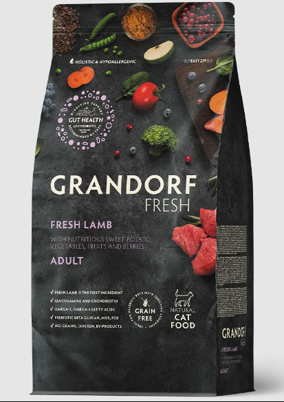 GRANDORF Fresh Cat ADULT Lamb&Sweet Potato Свежее мясо ягненка с бататом для кошек, 400 гр MZB852536 - фото 14959