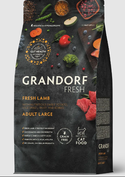 GRANDORF Fresh Cat LARGE Lamb&Sweet Potato Свежее мясо ягненка с бататом для крупных кошек, 2 кг MZB852703 - фото 14967