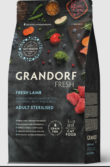 GRANDORF Fresh Cat STERILISED Lamb&Sweet Potato Свежее мясо ягненка с бататом для стерилизованных кошек, 2 кг MZB852628 - фото 14979