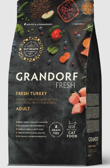 GRANDORF Fresh Cat ADULT Turkey&Sweet Potato Свежее мясо индейки с бататом для кошек, 400 гр MZB852550 - фото 15023