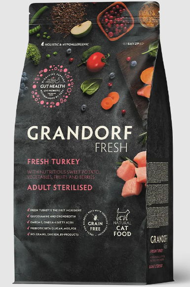 GRANDORF Fresh Cat STERILISED Turkey&Sweet Potato Свежее мясо индейки с бататом для стерилизованных кошек, 400 гр MZB852673 - фото 15027