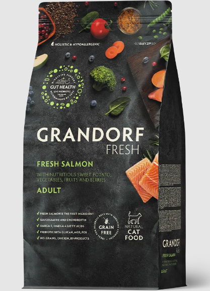 GRANDORF Fresh Cat ADULT Salmon&Sweet Potato Свежее филе лосося с бататом для кошек, 2 кг MZB852581 - фото 15035