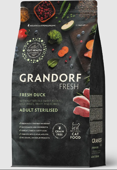 GRANDORF Fresh Cat STERILISED Duck&Sweet Potato Свежее мясо утки с бататом для стерилизованных кошек, 400 гр MZB852659 - фото 15051