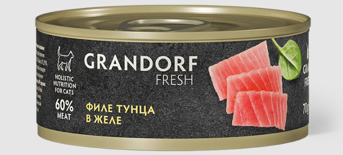 Консервы для кошек GRANDORF FRESH Филе тунца в желе, 70 гр MZB853557 - фото 15122