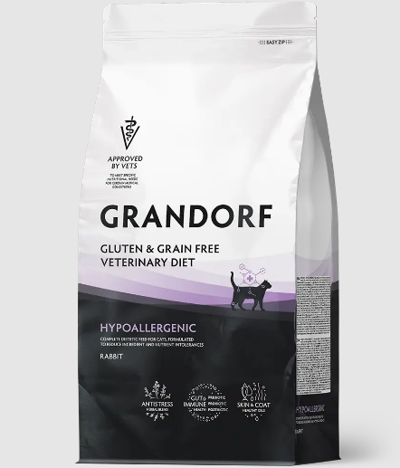 GRANDORF VETERINARY DIET RABBIT (Кролик) HYPOALLERGENIC 400 г - полнорационный диетический сухой корм для кошек, применяемый при пищевой аллергии или пищевой непереносимости MZB853632 - фото 15203
