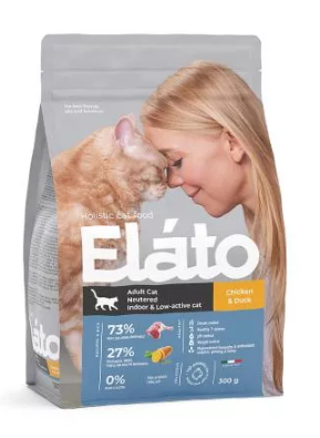 Elato Holistic корм для кастрированных котов, стерилизованных и малоактивных кошек, 300 гр MZB100977 - фото 15600