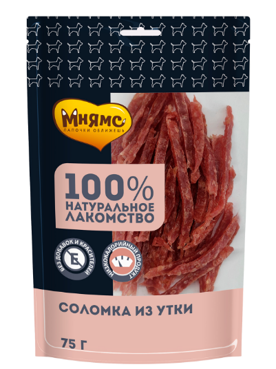 Мнямс лакомство для собак Соломка из утки, 75 гр MZB170562 - фото 15646