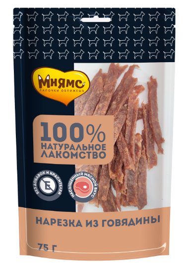 Лакомство Мнямс для собак Нарезка из говядины, 75 гр MZB170593 - фото 15731