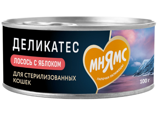 Влажный корм Мнямс Деликатес Лосось с яблоком для стерилизованных кошек "Паштет по-норвежски", 100 гр MZB176694 - фото 15858