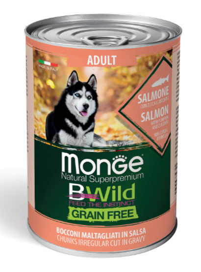Monge Dog BWild Grainfree ADULT консервы из лосося с тыквой и кабачками для собак всех пород, 400 гр MZB012621 - фото 15955