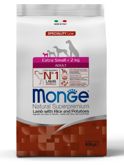 Monge Dog Speciality Extra Small корм для взрослых собак миниатюрных пород ягненок с рисом и картофелем, 800 гр MZB011471 - фото 16022