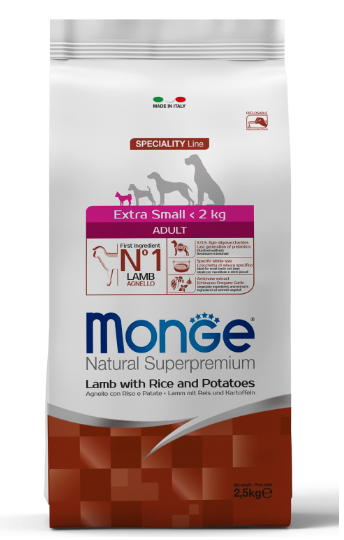 Monge Dog Speciality Extra Small корм для взрослых собак миниатюрных пород ягненок с рисом и картофелем, 2.5 кг MZB011488 - фото 16027