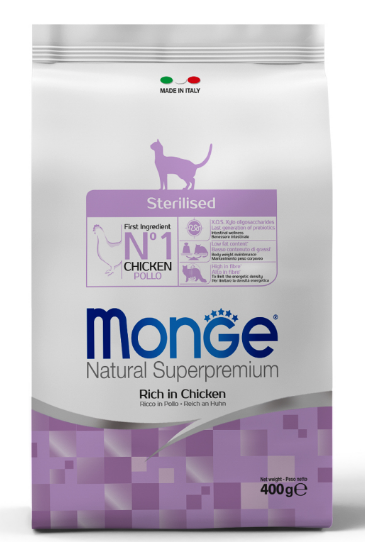 Сухой корм Monge Cat Daily Line Sterilised для стерилизованных кошек, из курицы, 400 гр MZB011921 - фото 16162