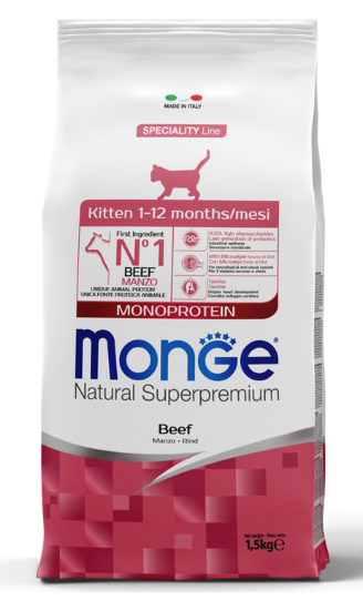 Monge Cat Monoprotein корм для котят с говядиной, 1.5 кг MZB011976 - фото 16203
