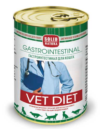 Solid Natura VET Gastrointestinal диета для кошек влажный, 340 гр MZB045461 - фото 16235
