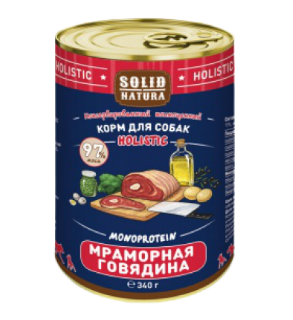 Solid Natura Holistic Мраморная говядина влажный корм для собак жестяная банка, 340 гр MZB044037 - фото 16244