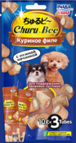 INABA Churu Bee Запеченные трубочки для собак Куриное филе для здоровья суставов, 10 гр*3 шт MZB644559 - фото 16395