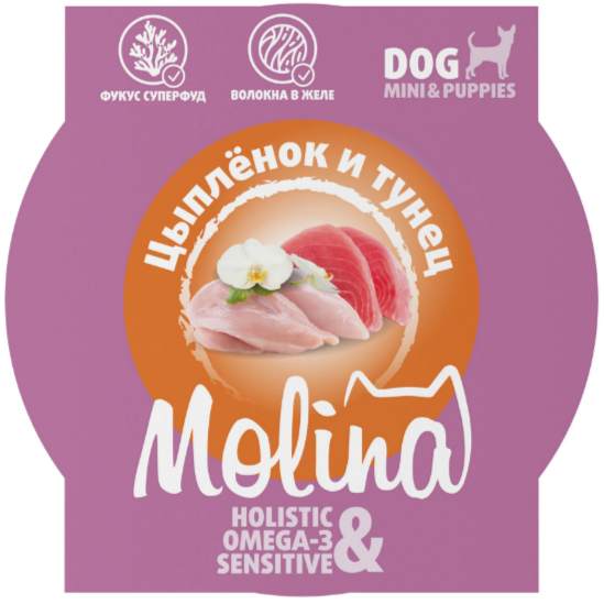 MOLINA Ламистер для взрослых собак мини-пород цыпленок и тунец в желе, 75 гр MZB010674 - фото 16453