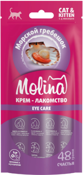 MOLINA Лакомство для котят и кошек "Крем-лакомство с морским гребешком" Eye сare, 144 гр MZB013446 - фото 16506