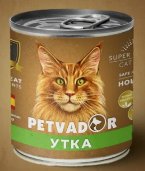 Petvador Полнорационный влажный корм для кошек всех стадий жизни утка, 240 гр MZB045508 - фото 17444