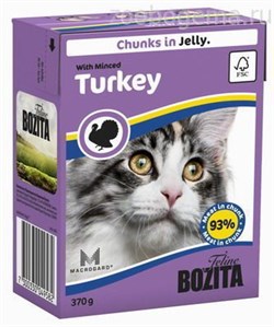 BOZITA Feline Turkey - кусочки в желе с ИНДЕЙКОЙ, 370 гр - фото 4586