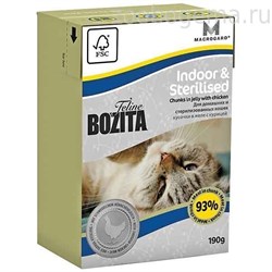 BOZITA Feline Funktion Indoor & Sterilised, кусочки в желе для взрослых и пожилых кошек, ведущих домашний образ жизни, кастрированных котов и стерилизованных кошек, 190гр - фото 4962