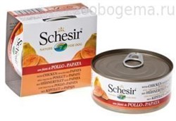 "Schesir" консервы для собак ЦЫПЛЁНОК+ПАПАЙЯ 150гр - фото 5265