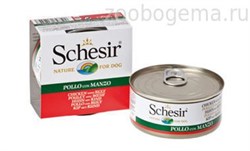 "Schesir" консервы для собак ФИЛЕ ЦЫПЛЕНКА+ГОВЯДИНА 150гр - фото 5269