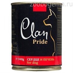 CLAN PRIDE консервы для собак Говяжье сердце и печень 340 гр - фото 5274