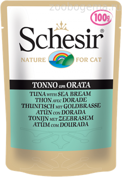 "Schesir" консервы для кошек Тунец с Дорадо 100 гр пауч - фото 5297