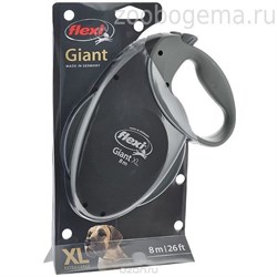 flexi рулетка GIANT Neon XL (от 50 кг) ремень 8 м черная - фото 5844