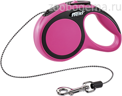 flexi рулетка New Comfort XS (до 8 кг) трос 3 м черный/розовый - фото 5986